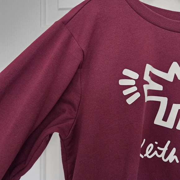 Keith Haring Sweatshirt Iconic Barking Dog Print Women's Medium Red And White - Picture 2 of 7